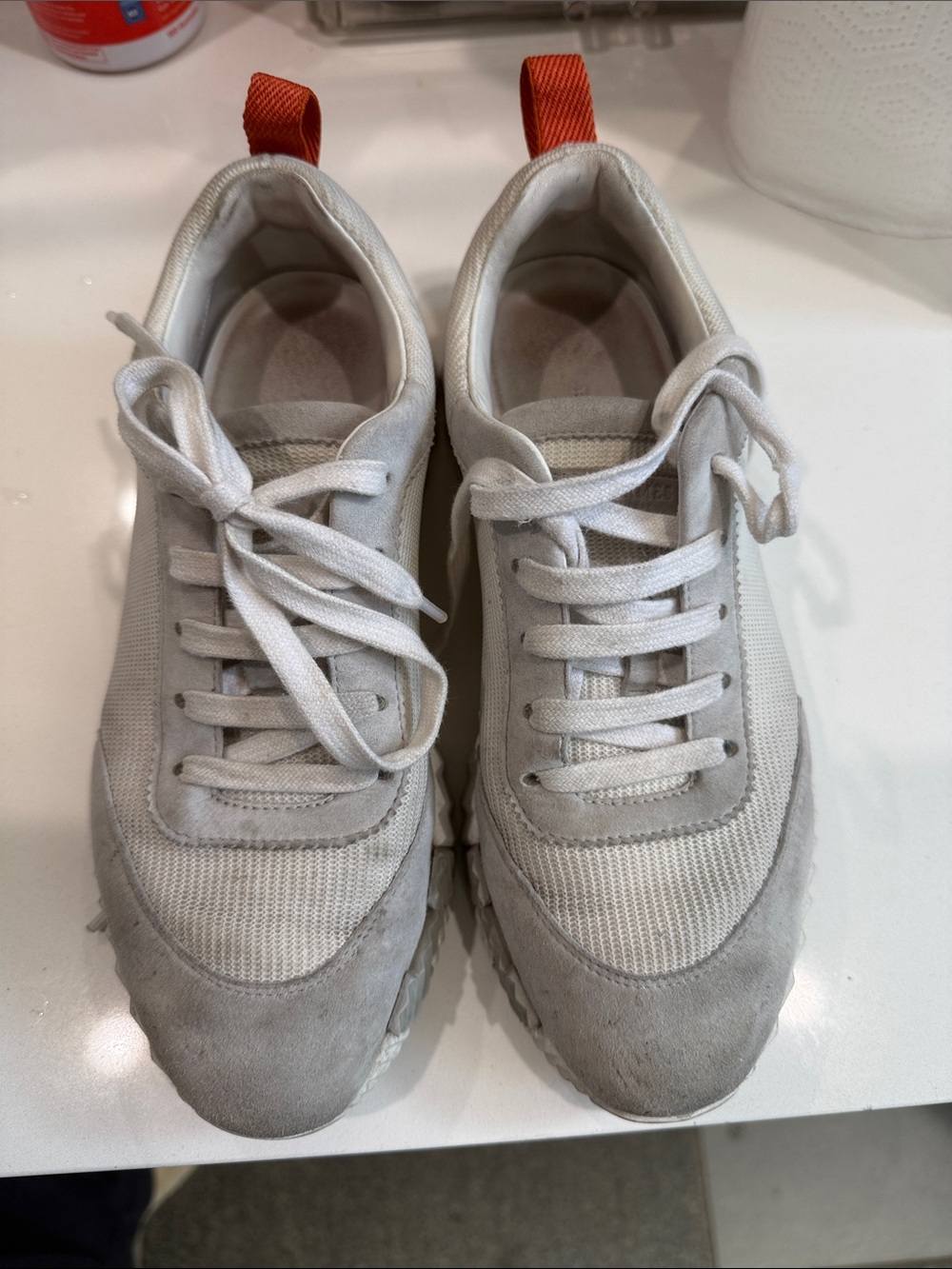 Hermes White and Orange Women's Sneakers